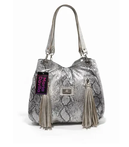 Cartera Sabrina (MD) - Plata Reptil