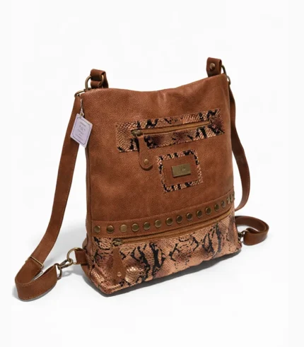 Mochila Cartera Sussi - Marrón/Cobre Reptil